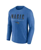 Men's Fanatics Heathered Blue Orlando Magic Where Legends Play Iconic Practice Long Sleeve T-shirt