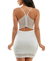 Emerald Sundae Juniors' Glitter Stretch-Lace Bodycon Dress