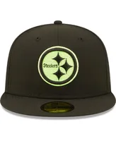 Men's New Era Black Pittsburgh Steelers Super Bowl Xl Summer Pop 59Fifty Fitted Hat