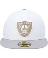 Men's New Era White, Gray Las Vegas Raiders 50th Anniversary Gold Undervisor 59FIFTY Fitted Hat