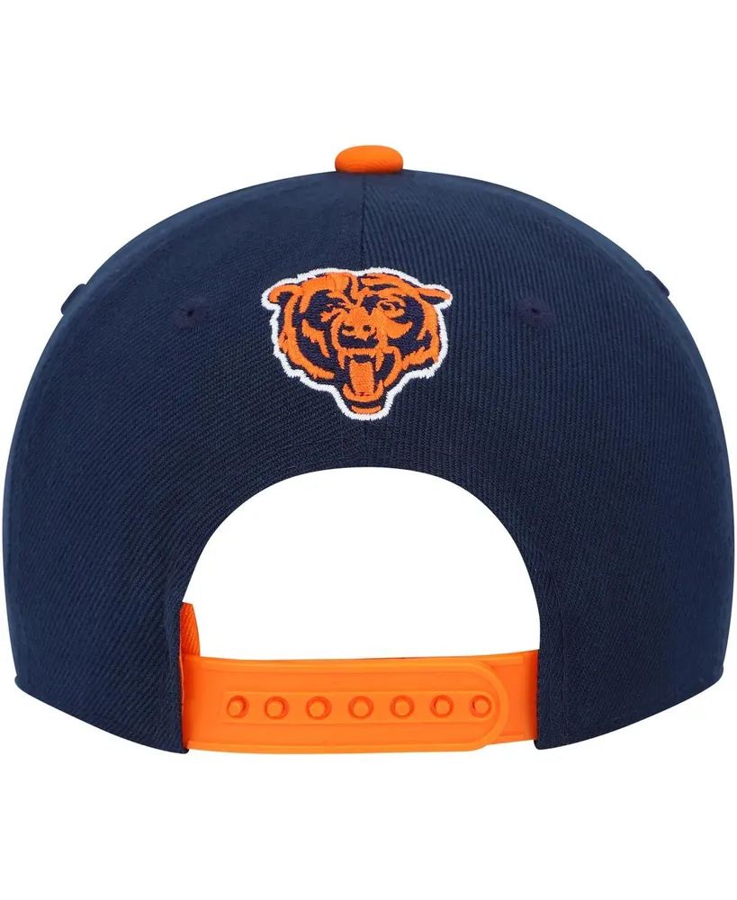 Big Boys and Girls Navy Chicago Bears On Trend Precurved A-Frame Snapback Hat