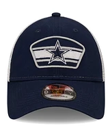 Men's New Era Navy, White Dallas Cowboys Logo Patch Trucker 9FORTY Snapback Hat