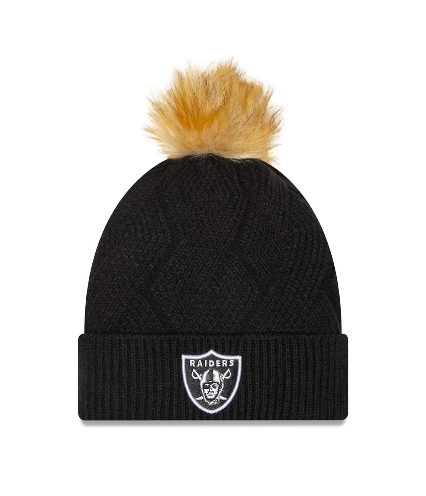 Women's New Era Black Las Vegas Raiders Snowy Cuffed Knit Hat with Pom