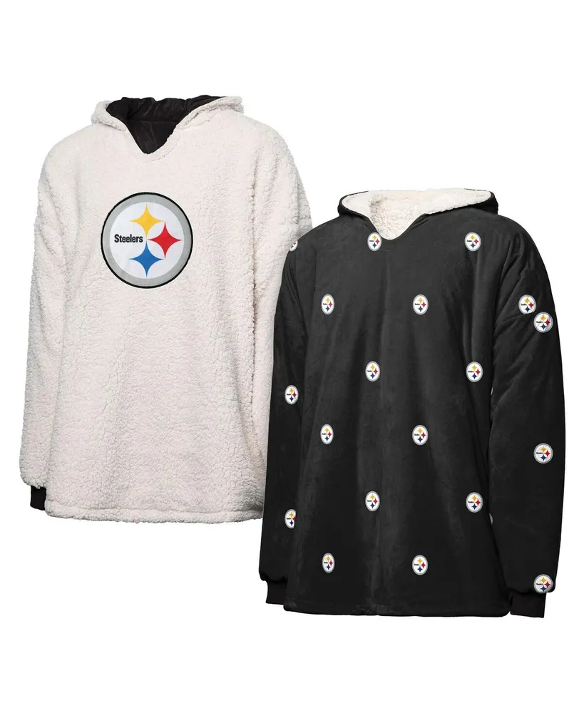 Women's Foco Black, White Pittsburgh Steelers Repeat Print Reversible Hoodeez