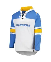 Men's '47 Brand Los Angeles Chargers Heather Gray Gridiron Lace-Up Pullover Hoodie