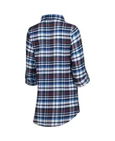 Women's Concepts Sport Navy, Orange Chicago Bears Mainstay Flannel Full-Button Long Sleeve Nightshirt