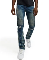 Reason Men's Big and Tall Mulberry Moto Skinny Denim Jeans