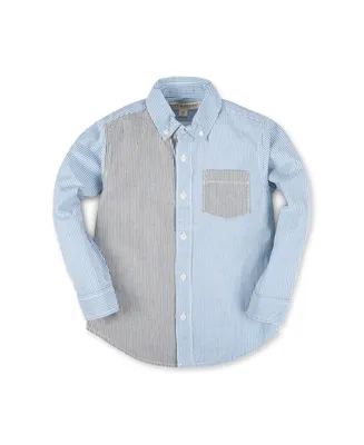 Hope & Henry Boys Organic Cotton Long Sleeve Seersucker Button Down Shirt