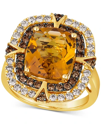 Le Vian Cinnamon Citrine (4-3/4 ct. t.w.) & Diamond (1 ct. t.w.) Double Halo Ring in 14k Gold