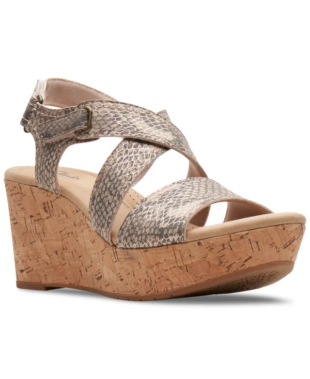 Clarks Women's Rose Erin Woven-Strap Wedge Sandals - Macy's