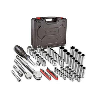 80 Piece Tool Set with Sockets, Ratchets, and Accessories in Case
