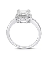 Genevive Sterling Silver Asscher-cut Cubic Zirconia Ring