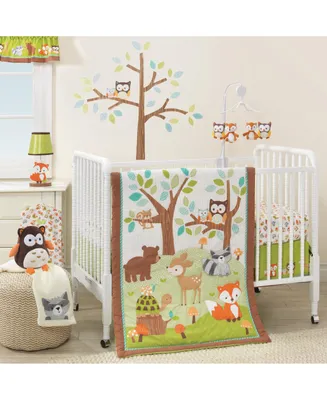 Bedtime Originals Friendly Forest White/Brown/Green Woodland Animals & Trees 3-Piece Nursery Baby Crib Bedding Set