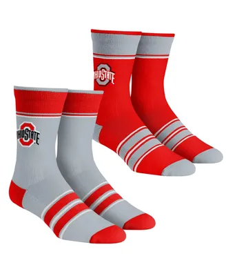 Men's and Women's Rock 'Em Socks Ohio State Buckeyes Multi-Stripe 2-Pack Team Crew Sock Set