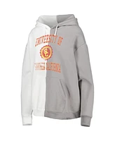 Women's Gameday Couture Gray, White Usc Trojans Split Pullover Hoodie