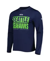 Men's New Era College Navy Seattle Seahawks Combine Authentic Offsides Long Sleeve T-shirt