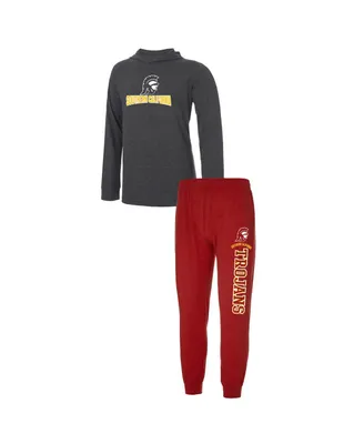 Men's Concepts Sport Cardinal, Charcoal Usc Trojans Meter Pullover Hoodie and Joggers Sleep Set