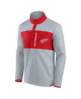 Men's Fanatics Gray, Red Detroit Wings Omni Polar Fleece Quarter-Snap Jacket