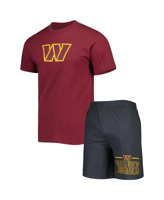 Men's Concepts Sport Burgundy, Charcoal Washington Commanders Meter T-shirt and Shorts Sleep Set