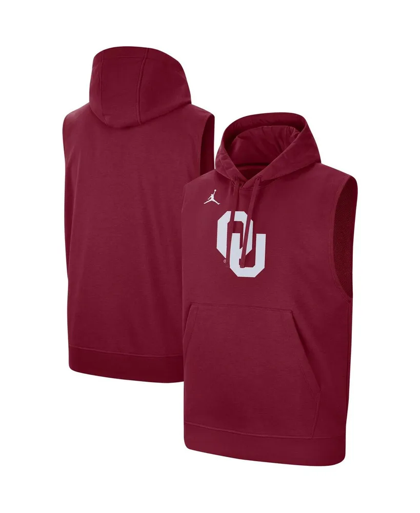 Men's Jordan Crimson Oklahoma Sooners Logo Performance Sleeveless Pullover Hoodie