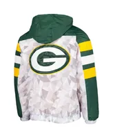 Men's Starter White, Green Green Bay Packers Thursday Night Gridiron Raglan Half-Zip Hooded Jacket
