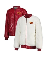 Women's G-iii 4Her by Carl Banks Oatmeal, Burgundy Washington Commanders Switchback Reversible Full-Zip Jacket