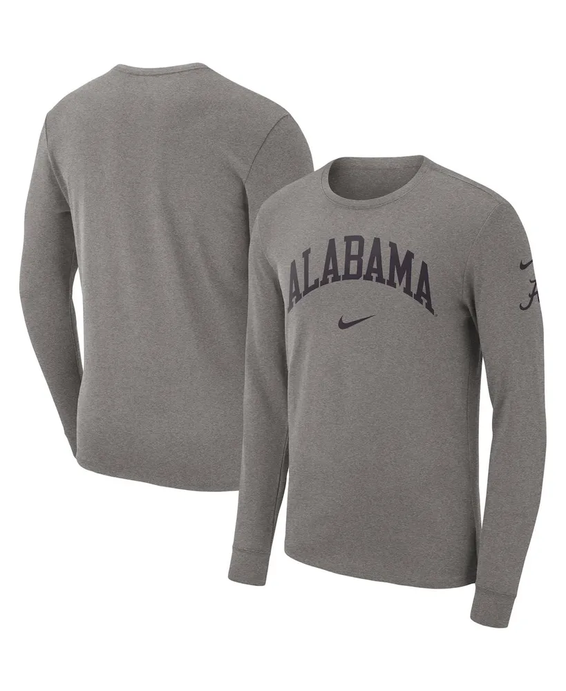 Men's Nike Heather Gray Alabama Crimson Tide Arch 2-Hit Long Sleeve T-shirt