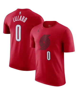 Men's Jordan Damian Lillard Red Portland Trail Blazers 2022/23 Statement Edition Name and Number T-shirt