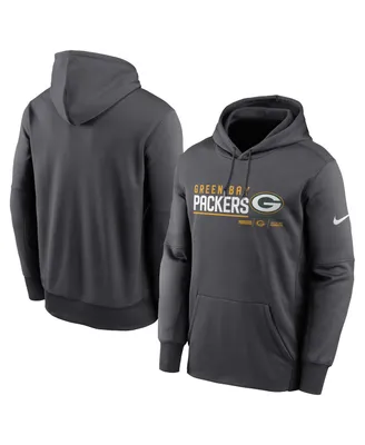 Men's Nike Anthracite Green Bay Packers Prime Logo Name Split Pullover Hoodie