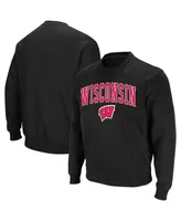 Men's Colosseum Black Wisconsin Badgers Arch & Logo Crew Neck Sweatshirt