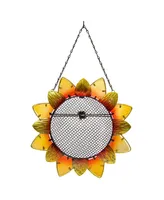 Evergreen Flag Beautiful Sunflower Metal and Glass Bird Feeder - 11 x 19 x 3 Inches