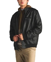 Members Only Men's Faux Leather Iconic Racer Jacket