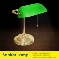 Lightaccents Metal Bankers Desk Lamp Glass Shade