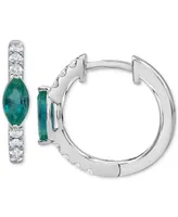 Sapphire (3/4 ct. t.w.) & Diamond (1/4 Small Hoop Earrings 14k White Gold, 0.625" (Also Ruby Emerald)