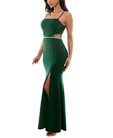 Bcx Juniors' Embellished Cutout Scuba Crepe Sleeveless Gown