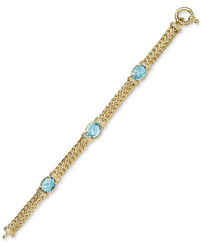 Swiss Blue Topaz Weave Link Bracelet (10-1/2 ct. t.w.) in 14k Gold-Plated Sterling Silver