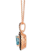 Le Vian Sea Blue Aquamarine (1-1/10 ct. t.w.) & Diamond (5/8 ct. t.w.) Heart Halo Pendant Necklace in 14k Rose Gold, 18" + 2" extender