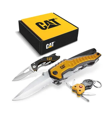 Cat 3 Piece 9-in-1 Multi-Tool, Knife, and Multi-Tool Key Chain Gift Box Set