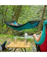 Eno SkyLoft Hammock - 1 Person Portable Hammock - For Camping, Hiking, Backpacking, Travel, Festival, or the Beach - Seafoam/Navy