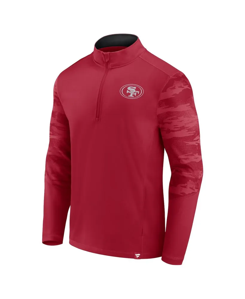 Men's Fanatics Scarlet San Francisco 49ers Ringer Quarter-Zip Jacket