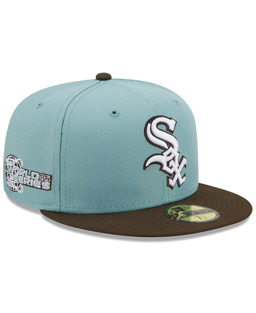 Men's New Era Light Blue, Brown Chicago White Sox 2005 World Series Beach Kiss 59FIFTY Fitted Hat
