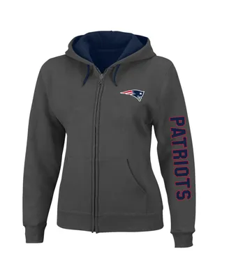 Women's Heather Charcoal New England Patriots Plus Fleece Full-Zip Hoodie Jacket