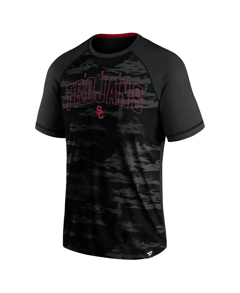 Men's Fanatics Black Usc Trojans Arch Outline Raglan T-shirt