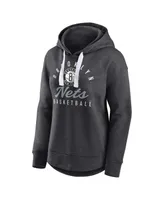 Women's Fanatics Heather Charcoal Brooklyn Nets Iconic Distribution Pullover Hoodie