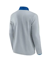 Men's Fanatics Gray, Blue New York Rangers Omni Polar Fleece Quarter-Snap Jacket