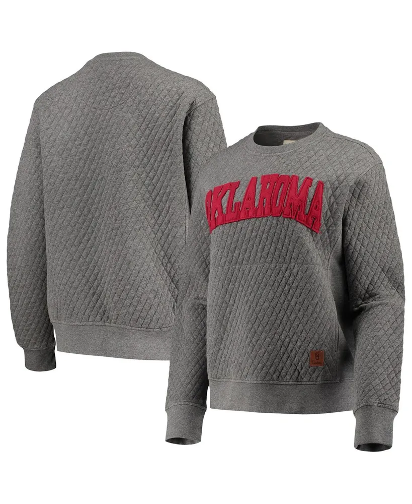 Women's Pressbox Heather Charcoal Oklahoma Sooners Moose Quilted Pullover Sweatshirt