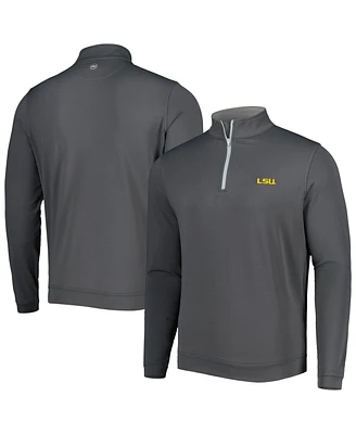 Men's Peter Millar Gray Lsu Tigers Perth Performance Quarter-Zip Top