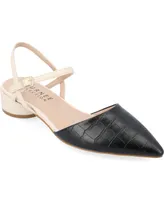 Journee Collection Women's Brynn Block Heel Pointed Toe Flats