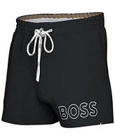 Boss by Hugo Men's Mooneye Outlined Logo Drawstring 3" Swim Trunks