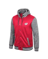 Men's Colosseum Red Wisconsin Badgers Robinson Hoodie Full-Snap Jacket